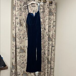Elegant Blue Velvet Dress